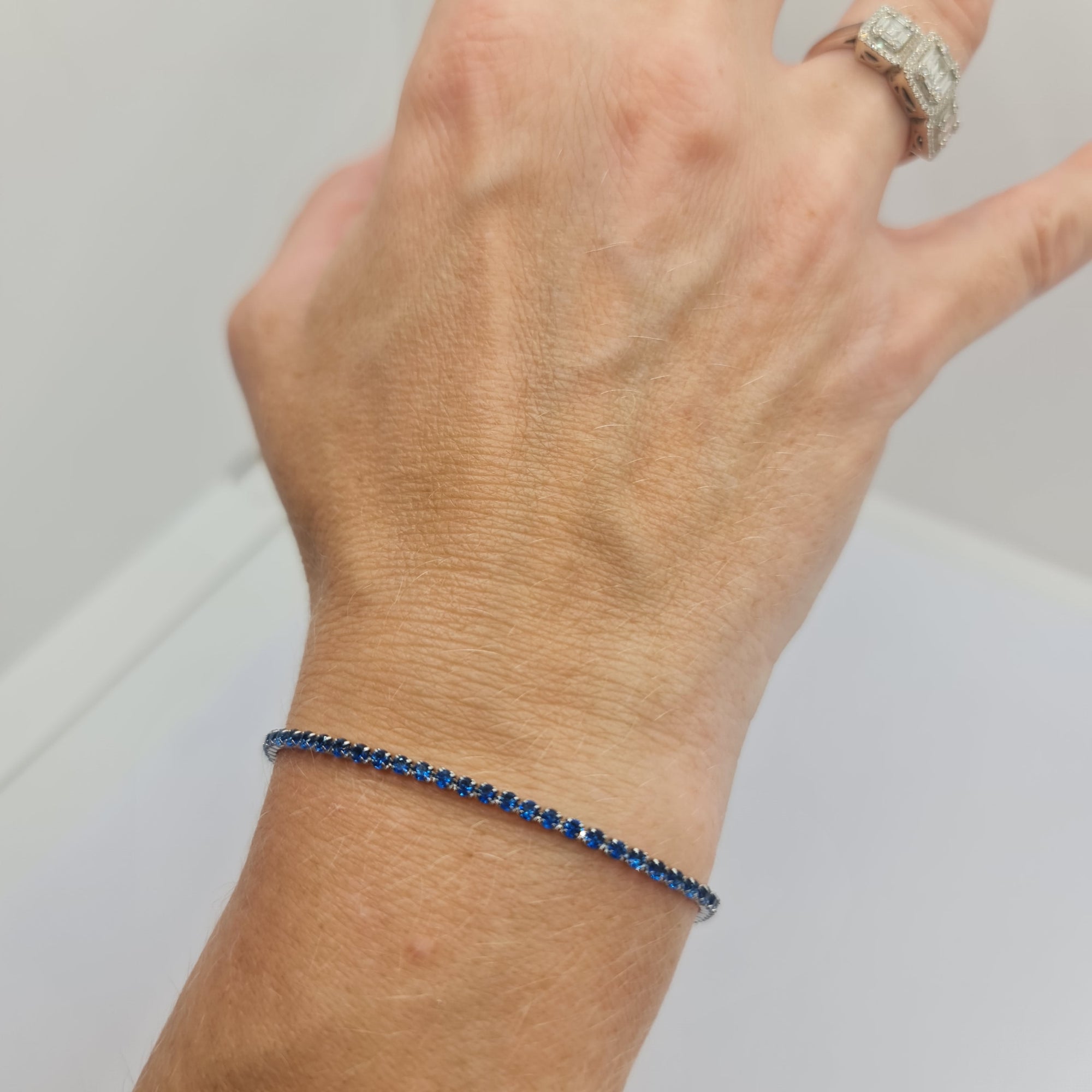 BRACCIALE ACCIAIO TENNIS E ZIRCONI BLU MM 2,00