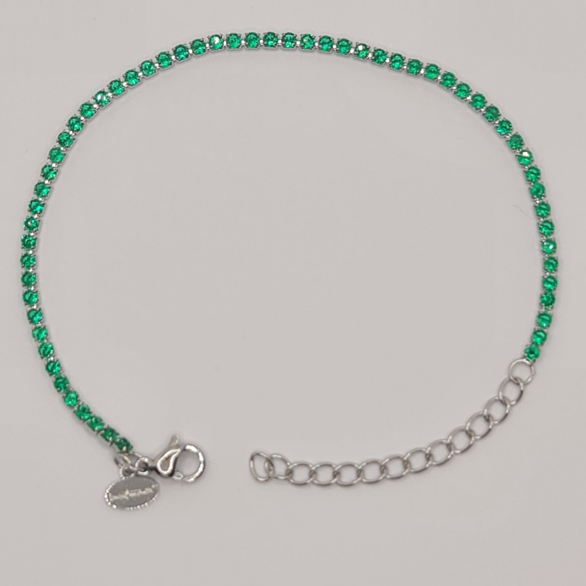 BRACCIALE ACCIAIO TENNIS E ZIRCONI VERDI MM 2,00
