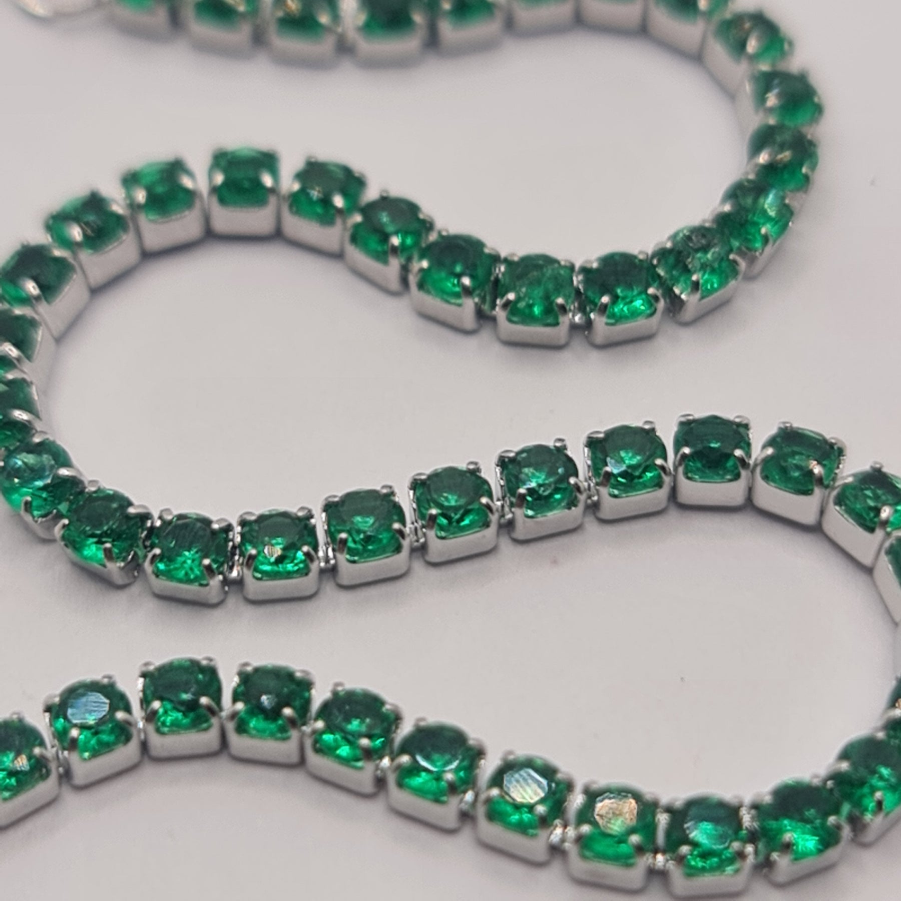 BRACCIALE ACCIAIO TENNIS E ZIRCONI VERDI MM 2,00