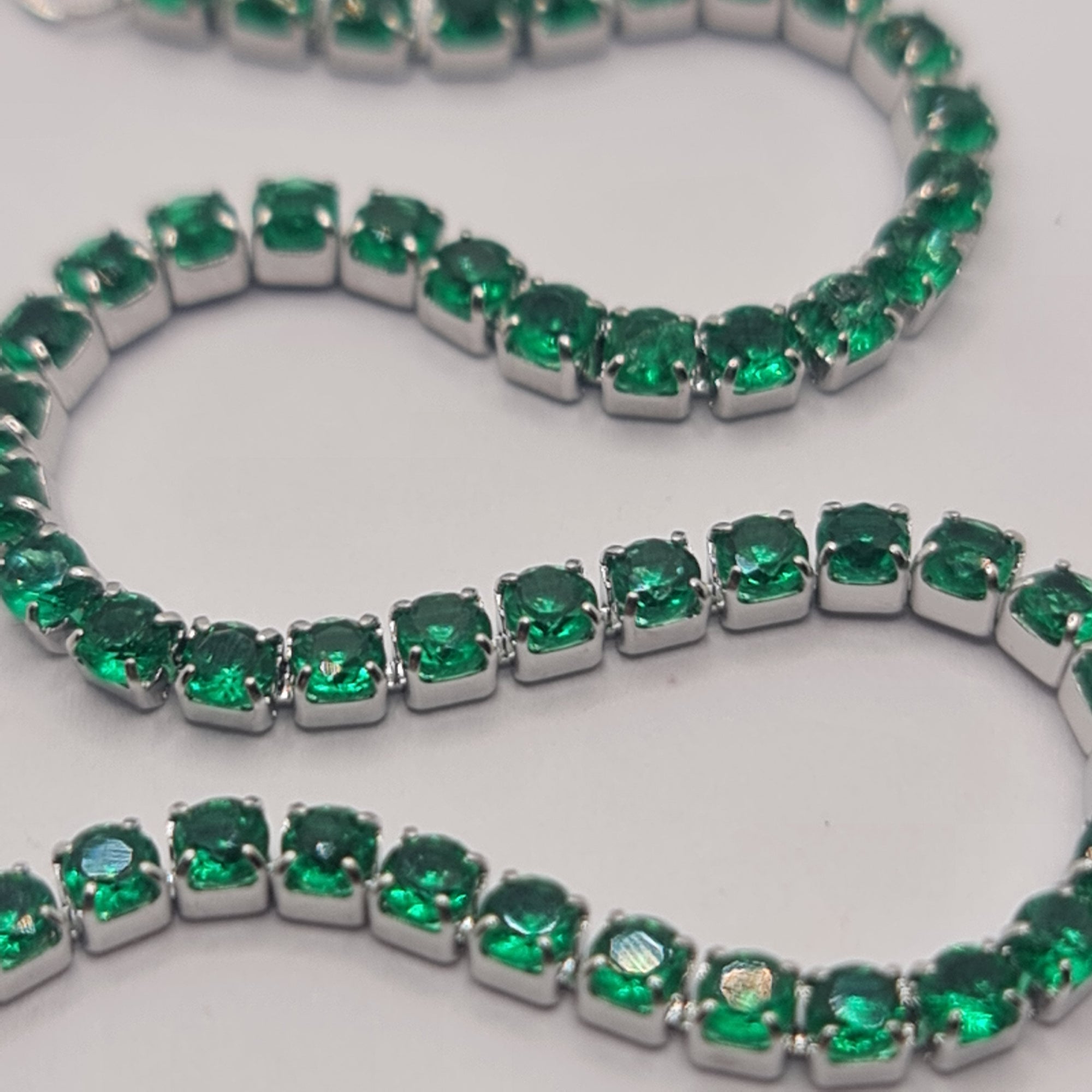 BRACCIALE ACCIAIO TENNIS E ZIRCONI VERDI MM 2,00