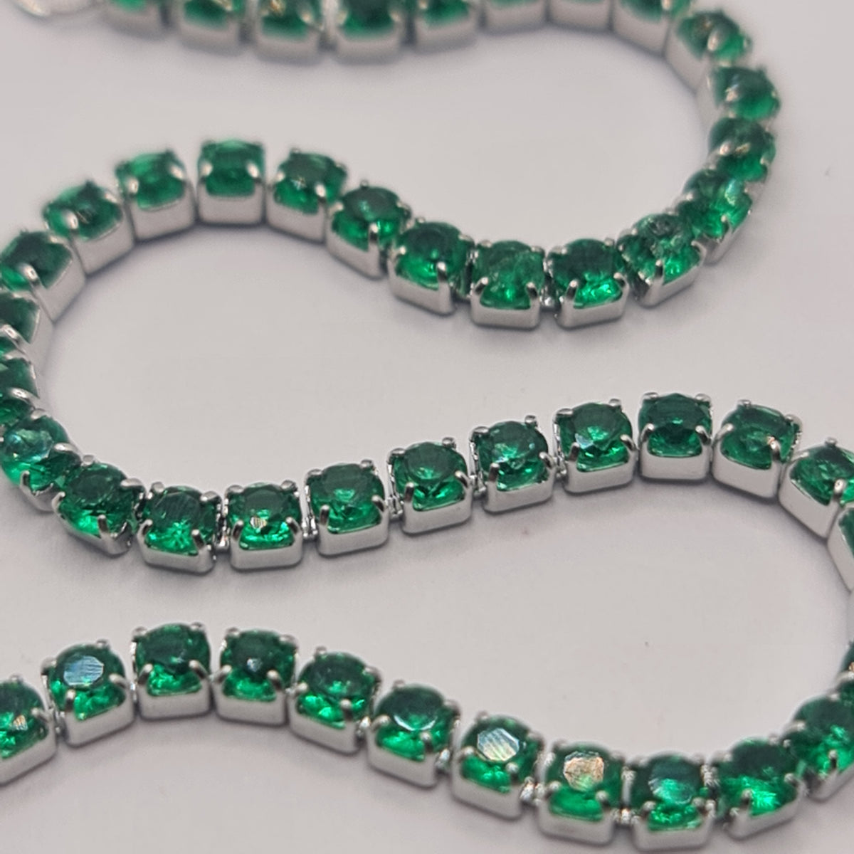 STEEL TENNIS BRACELET WITH GREEN ZIRCONS MM 2.00