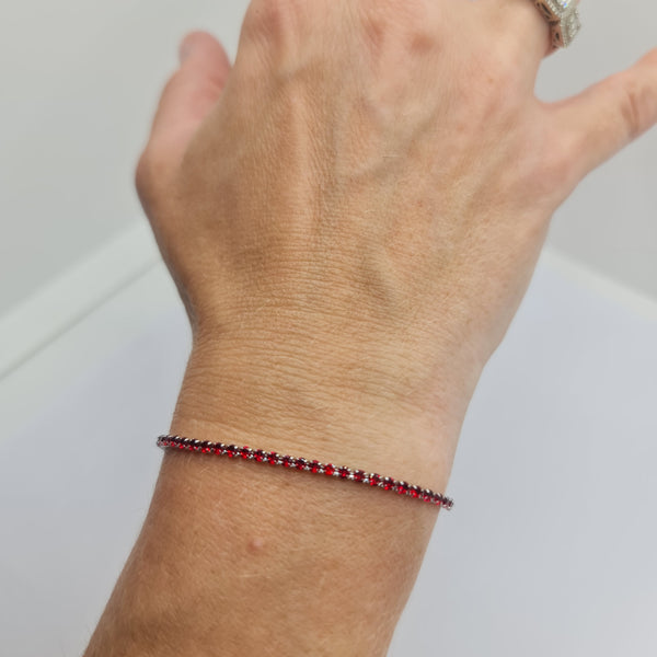 Tennis Bracelet in Steel with Red Zirconia 2.00 mm