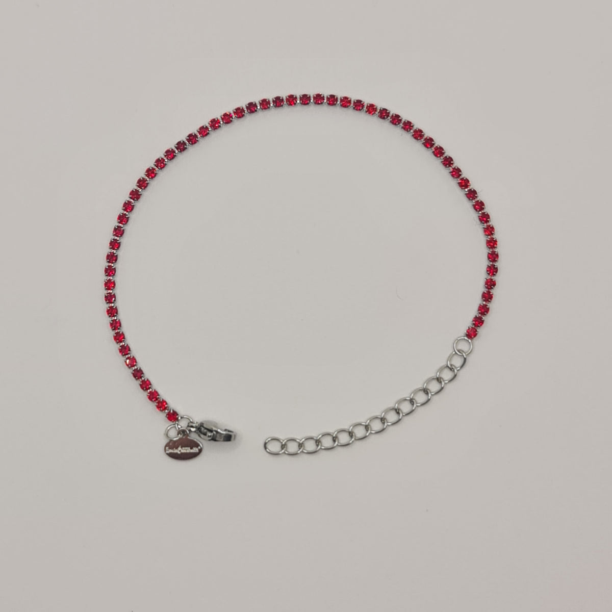 Tennis Bracelet in Steel with Red Zirconia 2.00 mm