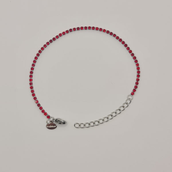 BRACCIALE ACCIAIO TENNIS E ZIRCONI ROSSI MM 2,00