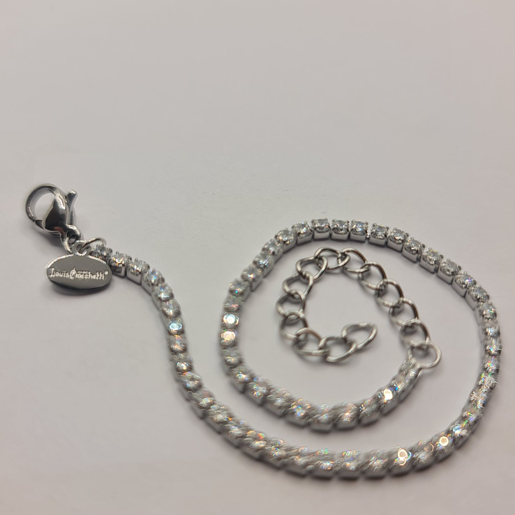 BRACCIALE ACCIAIO TENNIS E ZIRCONI BIANCHI MM 2,00