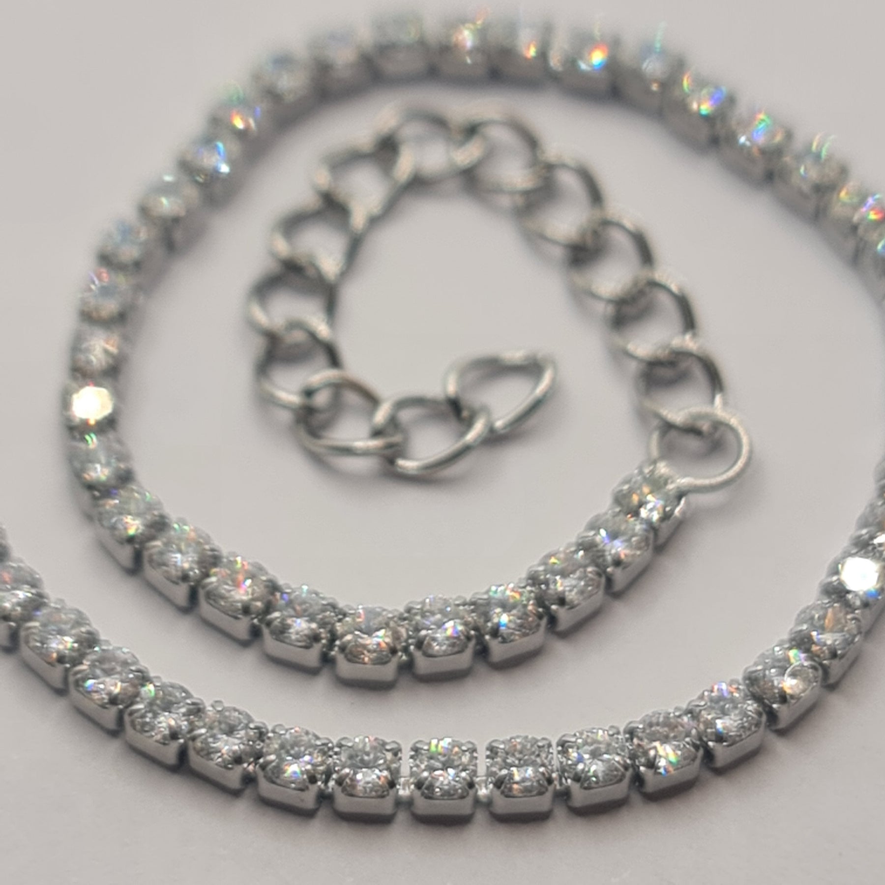 BRACCIALE ACCIAIO TENNIS E ZIRCONI BIANCHI MM 2,00