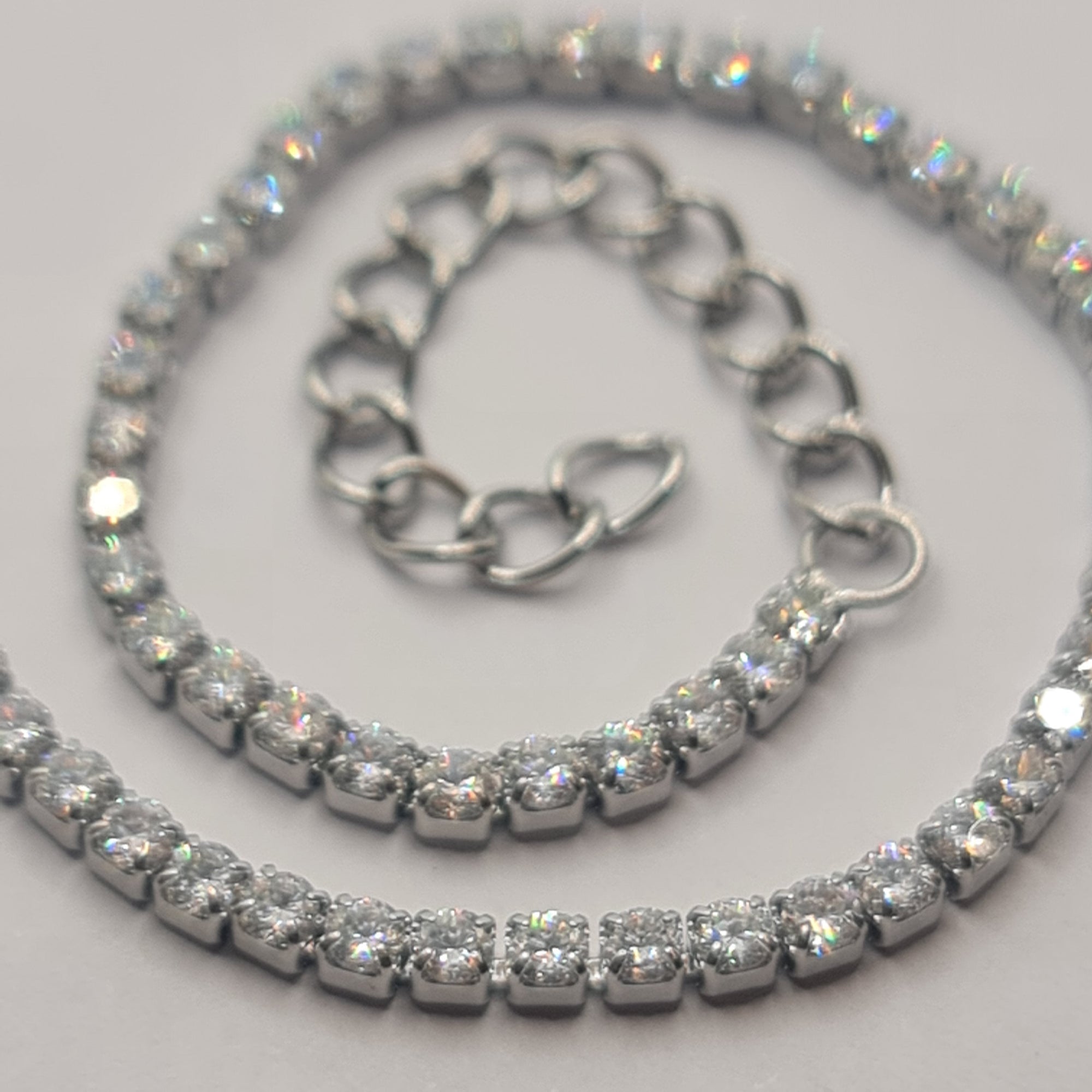 BRACCIALE ACCIAIO TENNIS E ZIRCONI BIANCHI MM 2,00