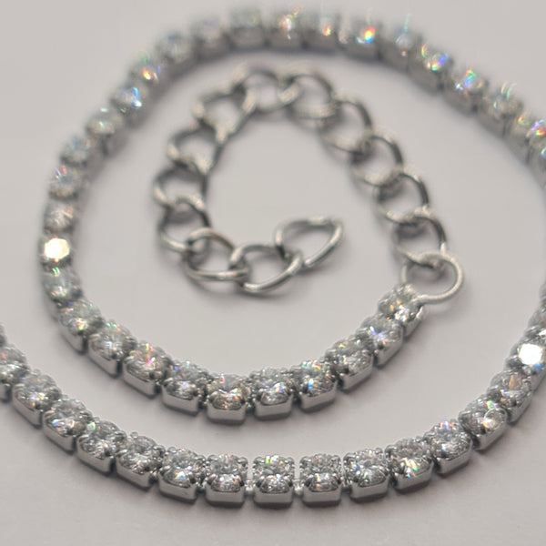 BRACCIALE ACCIAIO TENNIS E ZIRCONI BIANCHI MM 2,00