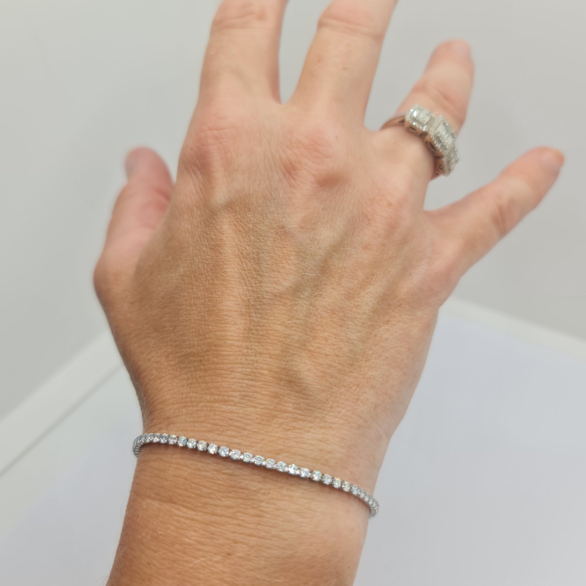BRACCIALE ACCIAIO TENNIS E ZIRCONI BIANCHI MM 2,00