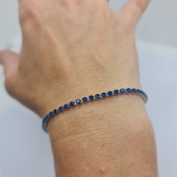 STEEL TENNIS BRACELET WITH BLUE ZIRCONIA 2.50 MM