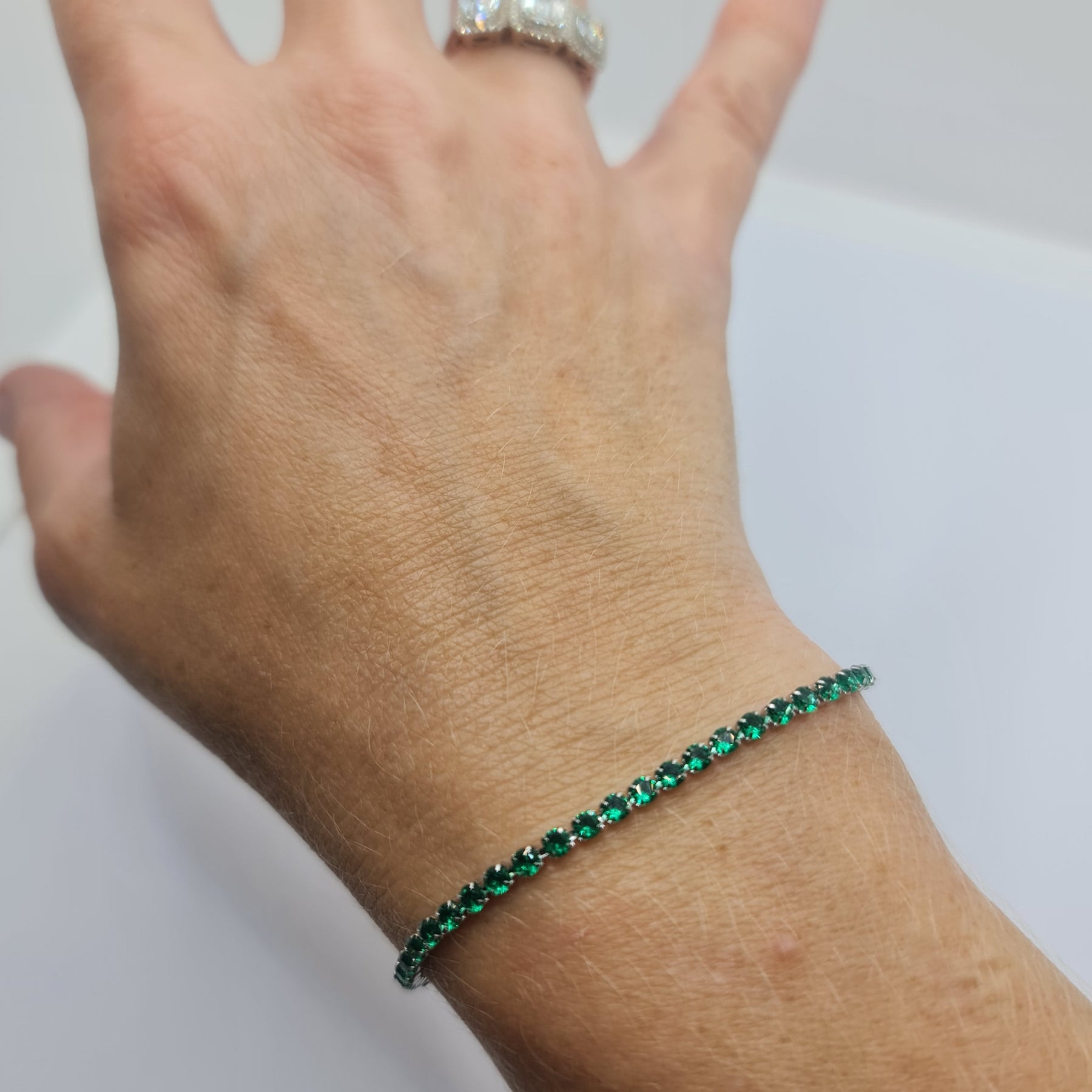 Tennis Bracelet in Steel with Green Zirconia 2.50 mm