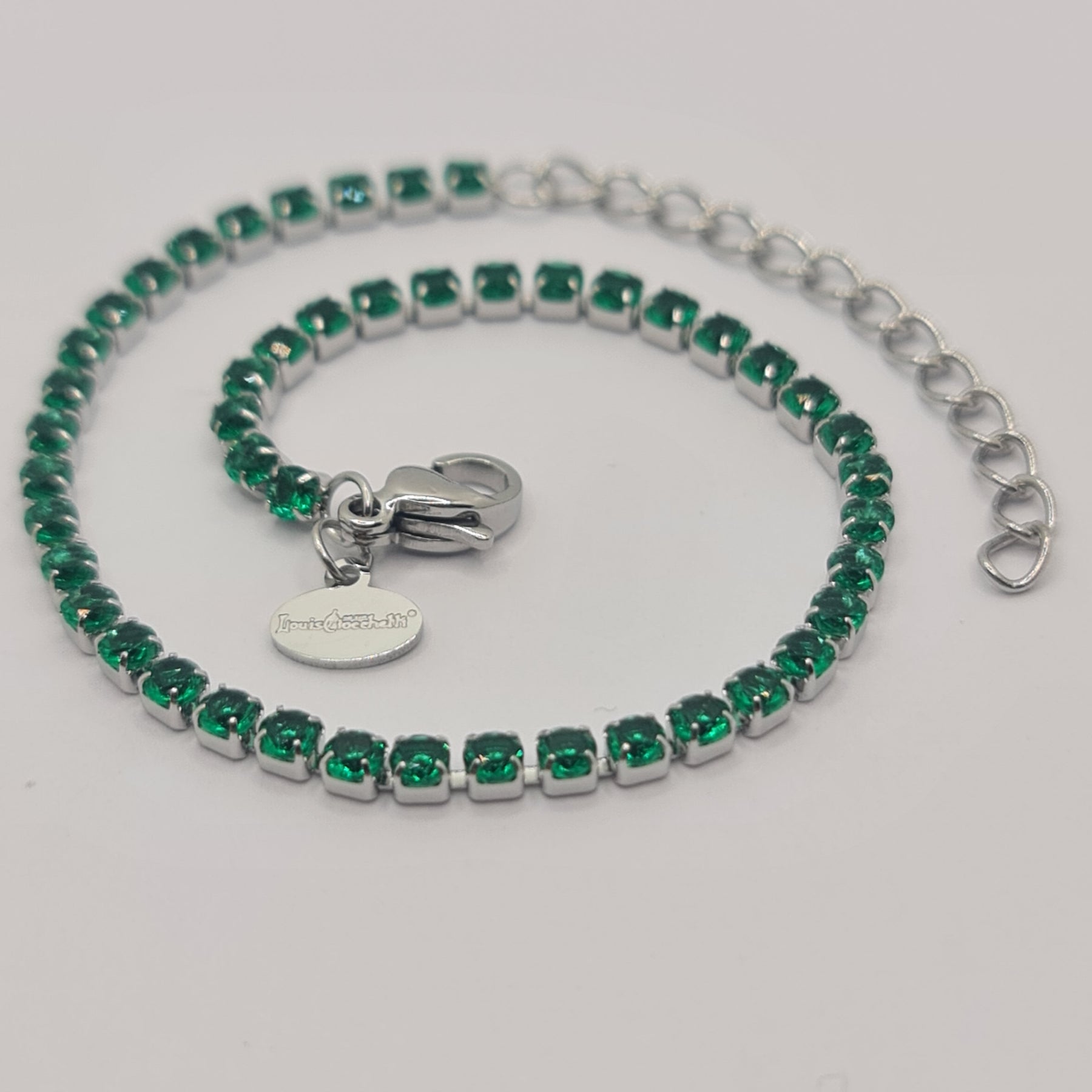 Tennis Bracelet in Steel with Green Zirconia 2.50 mm