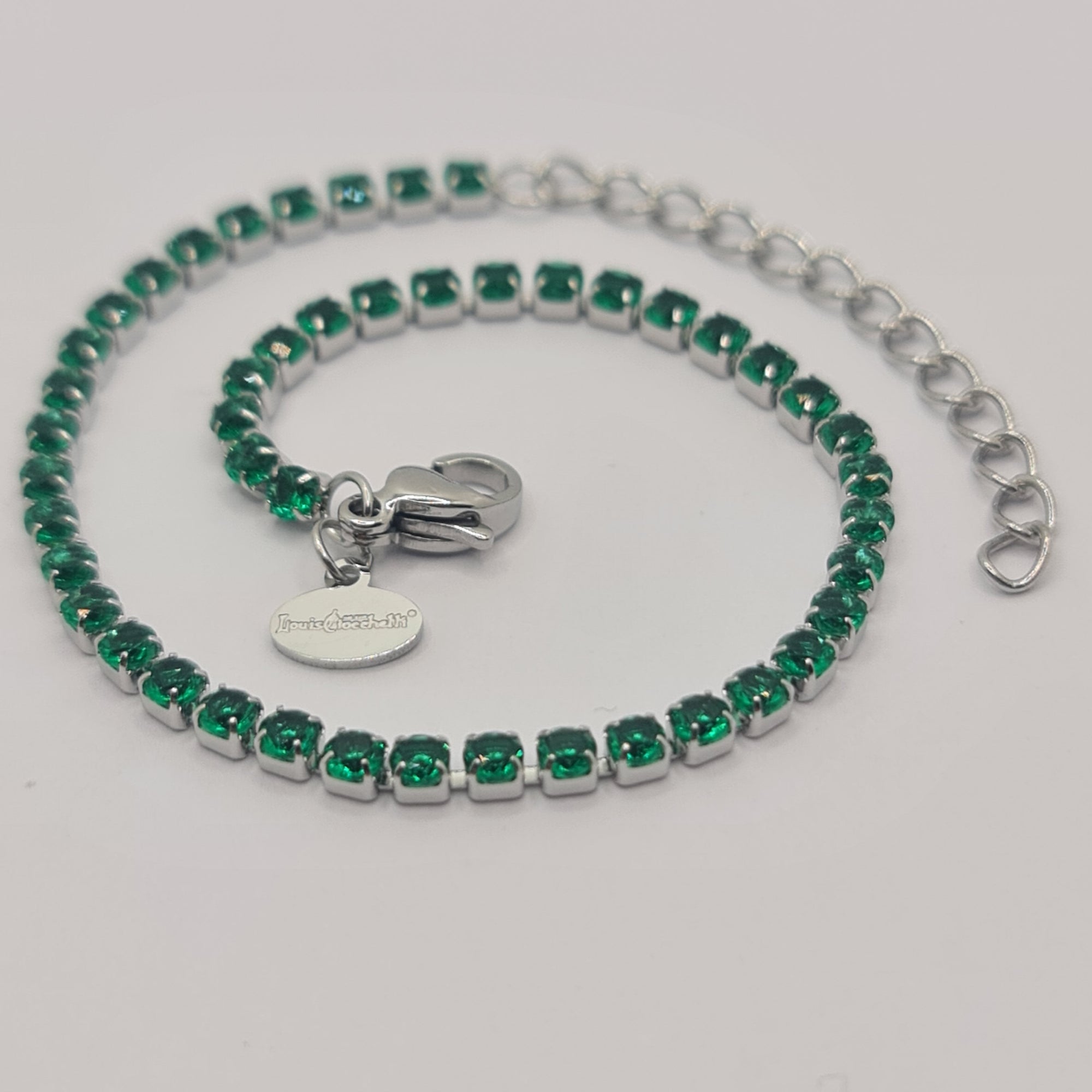Tennis Bracelet in Steel with Green Zirconia 2.50 mm