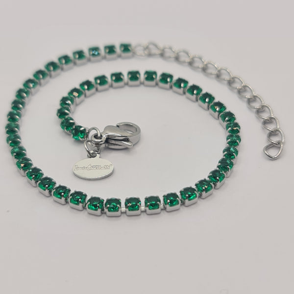 Tennis Bracelet in Steel with Green Zirconia 2.50 mm