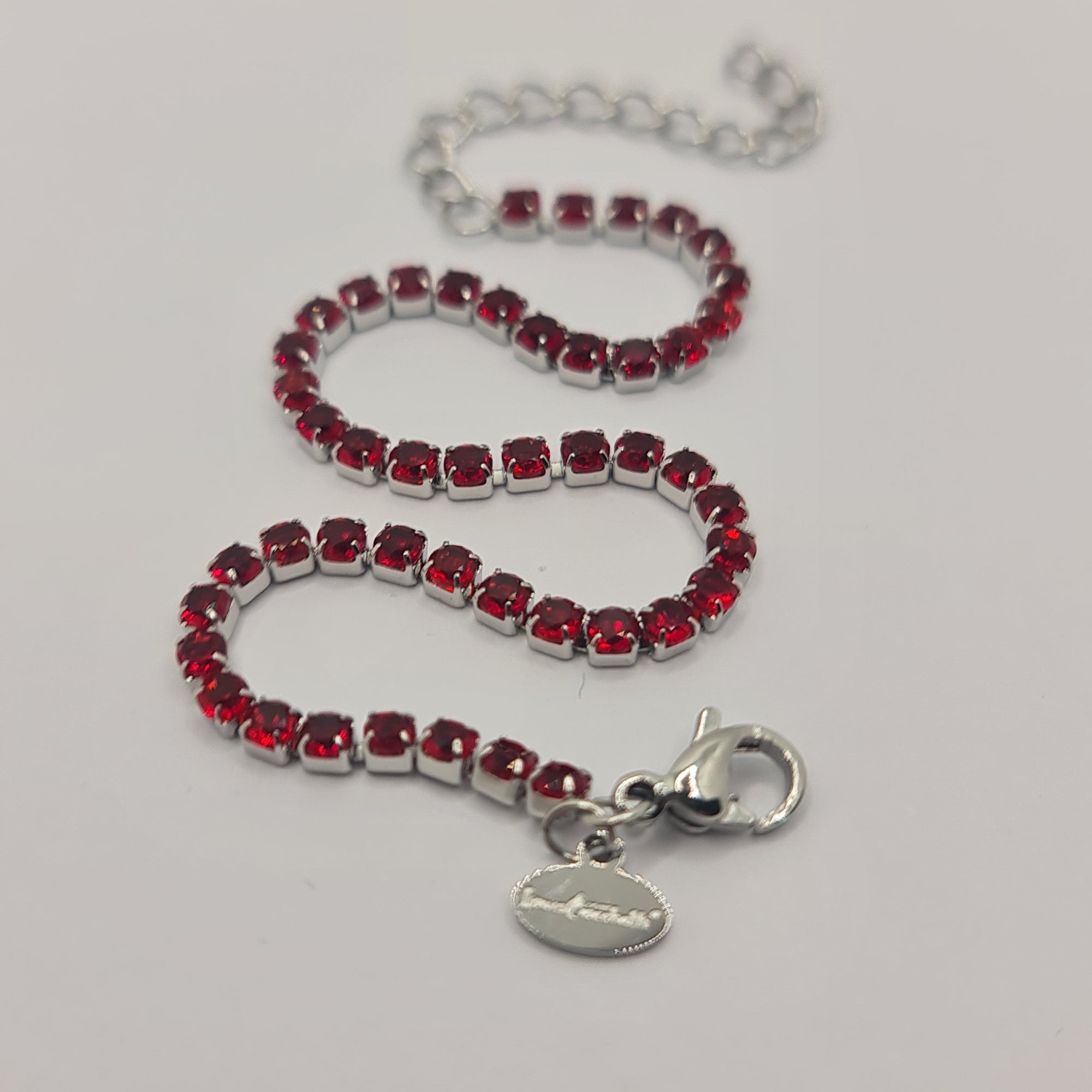 Tennis Bracelet in Steel with Red Zirconia 2.50 mm