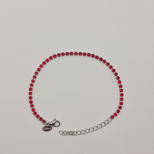 BRACCIALE ACCIAIO TENNIS E ZIRCONI ROSSI MM 2,50