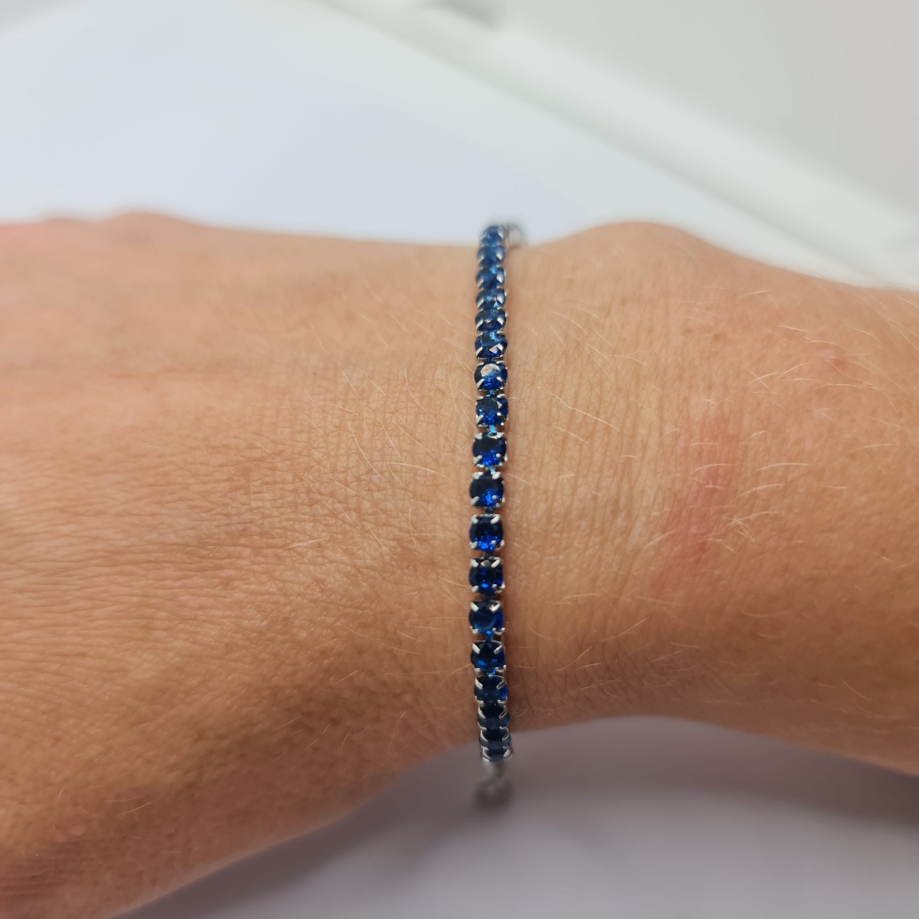 STEEL TENNIS BRACELET WITH BLUE ZIRCONIA MM 3.00