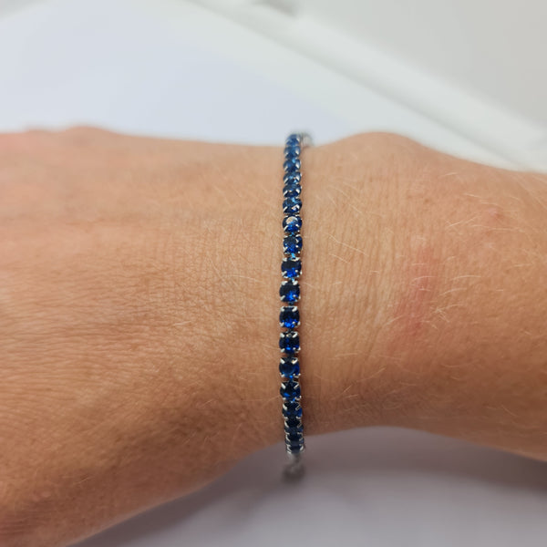 BISUTERÍA DE TENIS DE ACERO CON ZIRCONIA AZUL MM 3.00