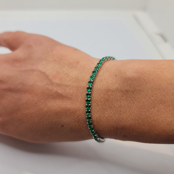 Tennis Bracelet in Steel with Green Zirconia 3.00 mm