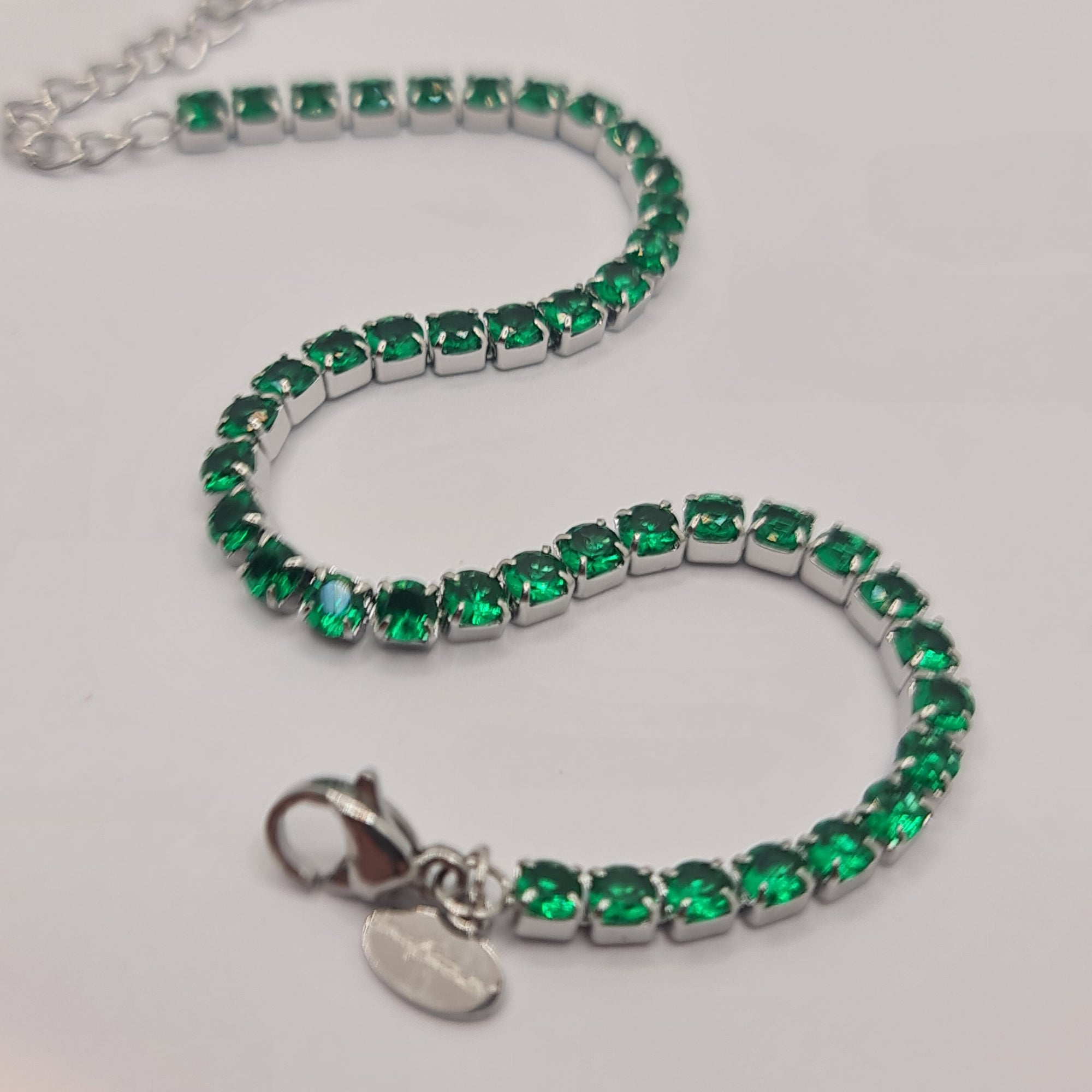 Pulsera Tennis de Acero con Circonia Verde 3.00 mm