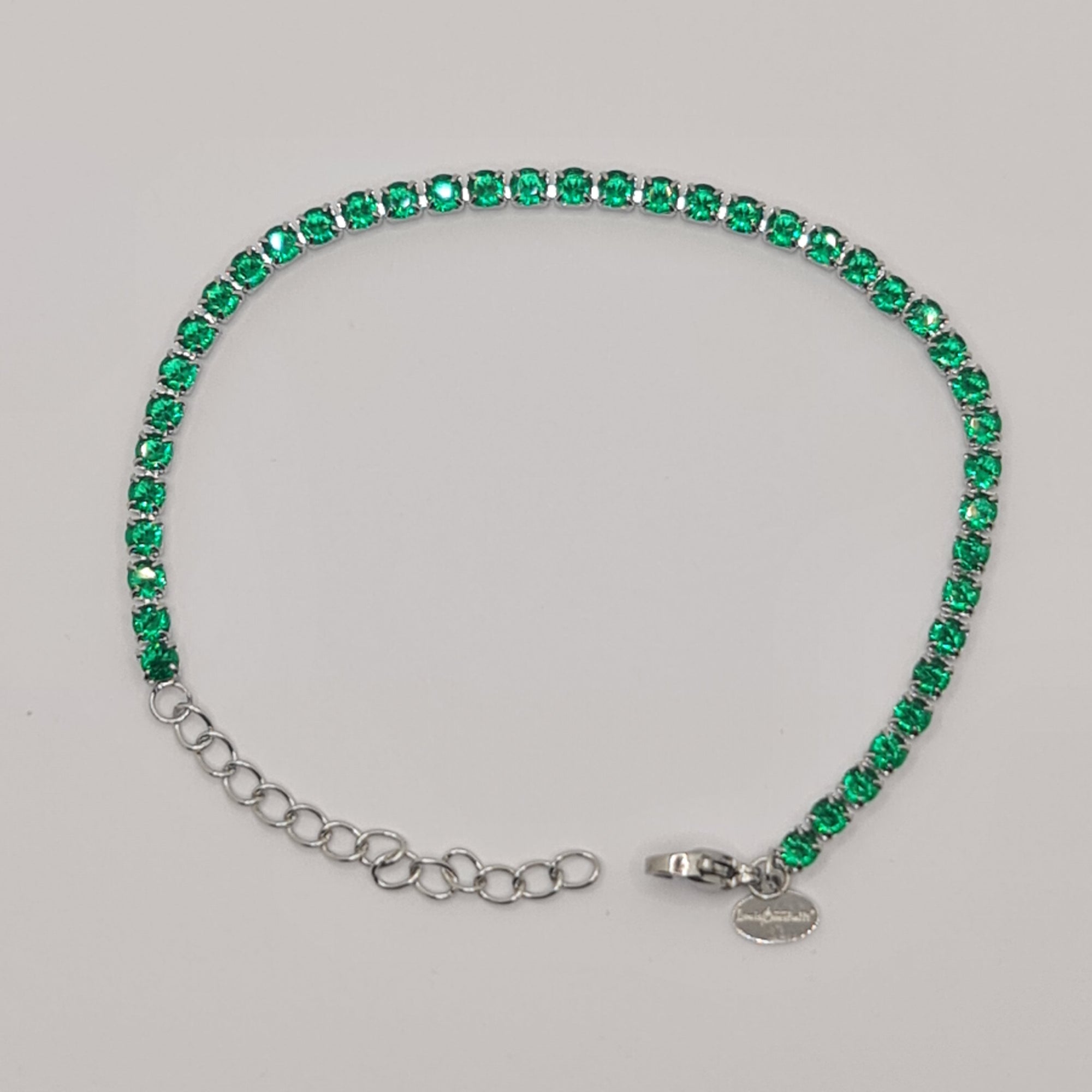 Pulsera Tennis de Acero con Circonia Verde 3.00 mm