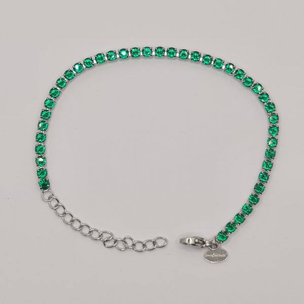 Pulsera Tennis de Acero con Circonia Verde 3.00 mm