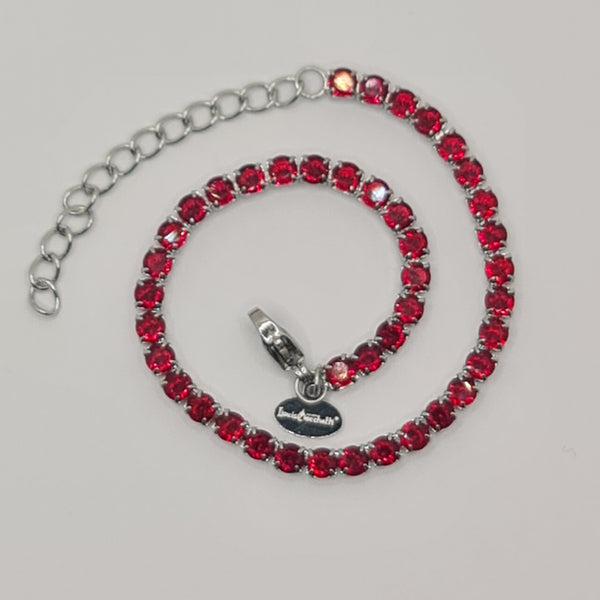 Tennis Bracelet in Steel with Red Zircons MM 3.00
