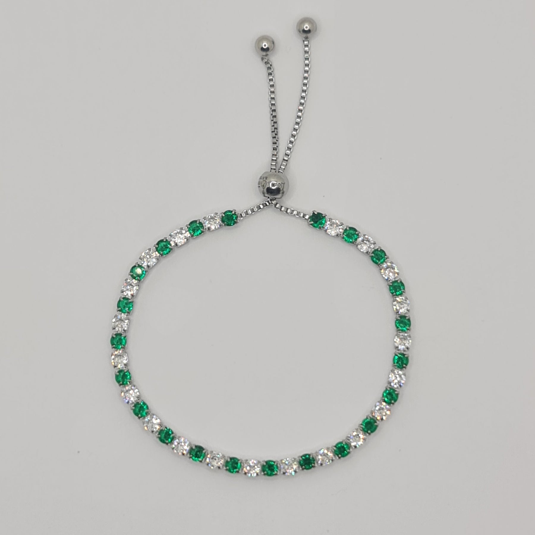 STEEL TENNIS BRACELET WITH WHITE AND GREEN ZIRCONIA MM 3.00 SLIDING CLOSURE