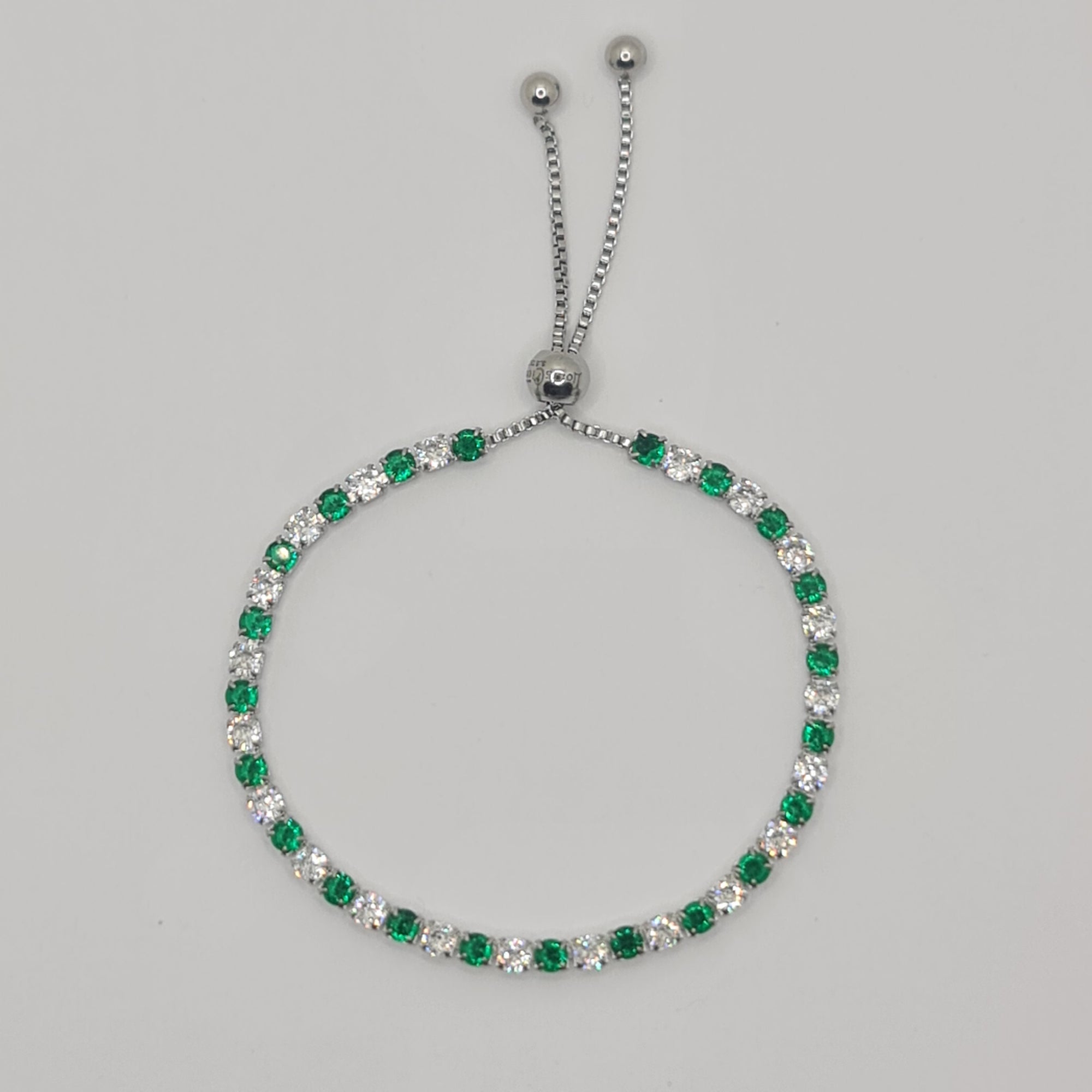 STEEL TENNIS BRACELET WITH WHITE AND GREEN ZIRCONIA MM 3.00 SLIDING CLOSURE
