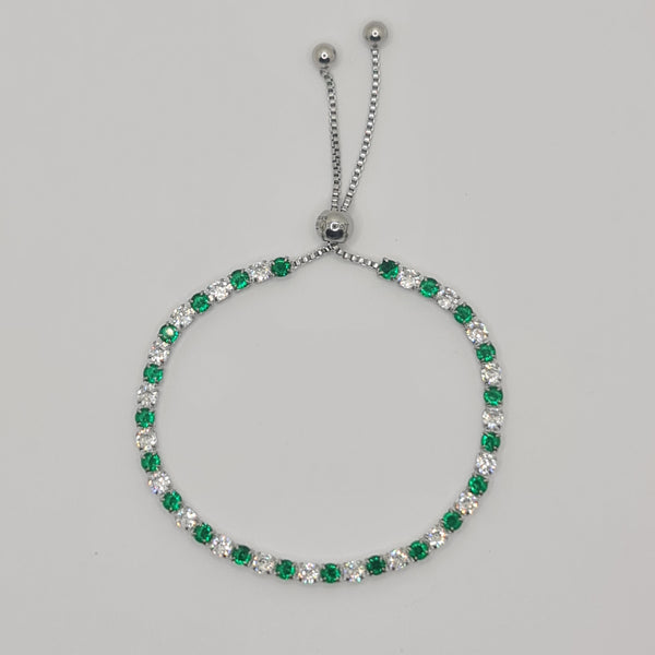 STEEL TENNIS BRACELET WITH WHITE AND GREEN ZIRCONIA MM 3.00 SLIDING CLOSURE