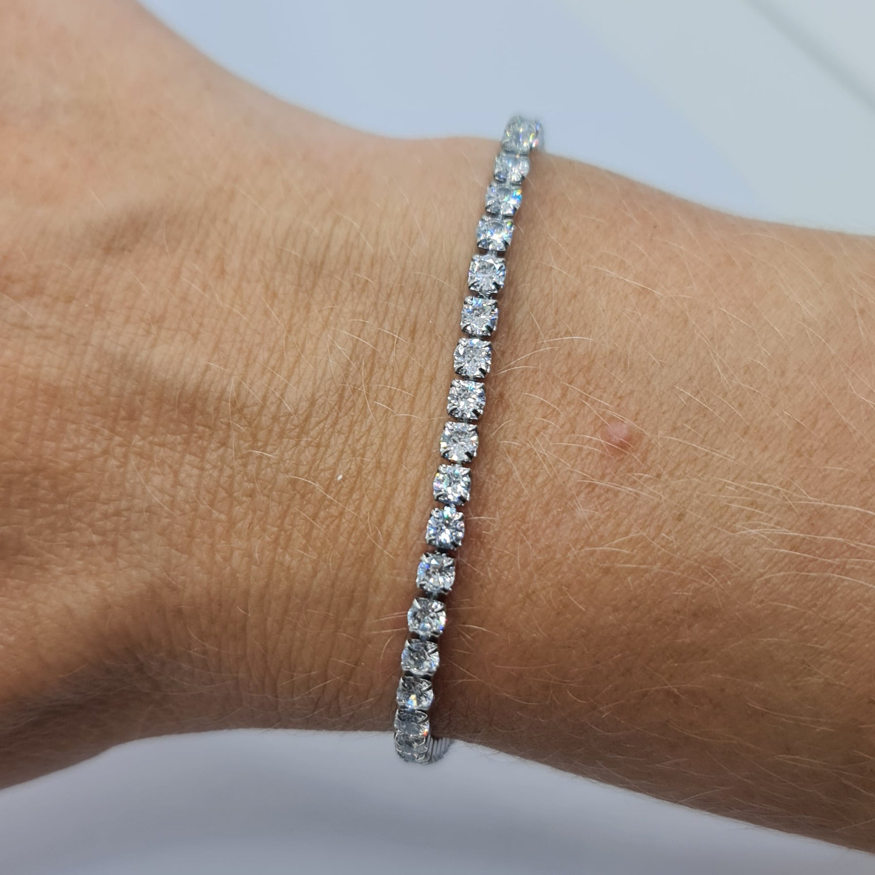 BRACCIALE ACCIAIO TENNIS E ZIRCONI BIANCHI MM 3,00