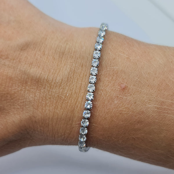 BRACCIALE ACCIAIO TENNIS E ZIRCONI BIANCHI MM 3,00
