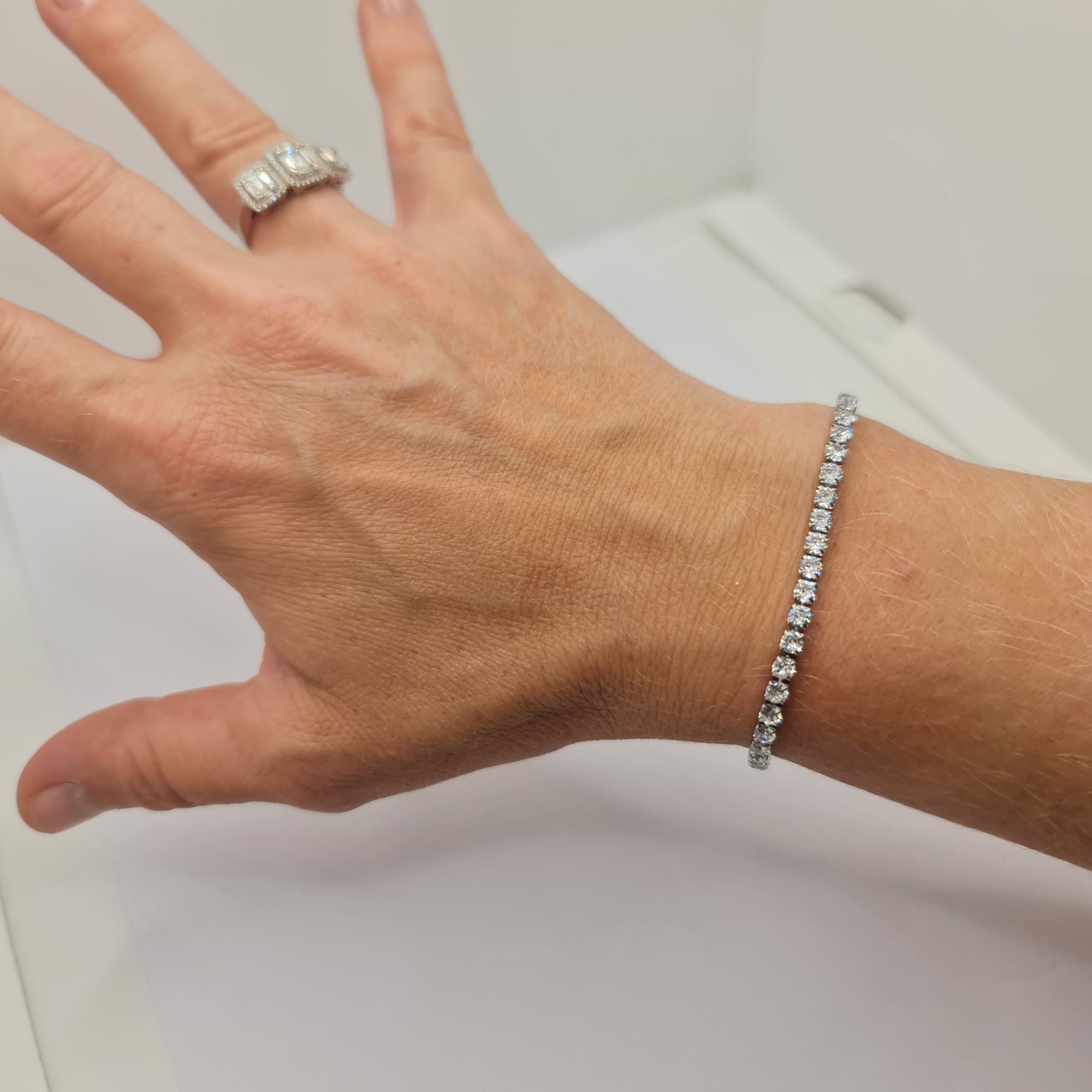 BRACCIALE ACCIAIO TENNIS E ZIRCONI BIANCHI MM 3,00