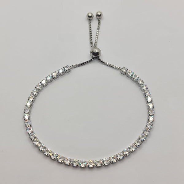 BRACCIALE ACCIAIO TENNIS E ZIRCONI BIANCHI MM 3,00 CHIUSURA A SCORRERE
