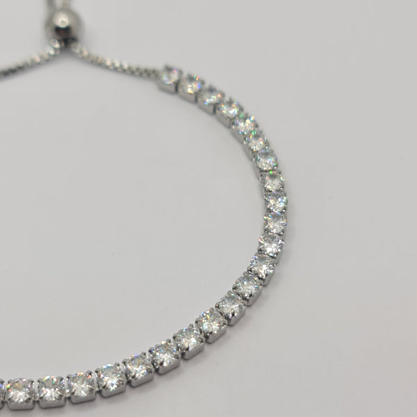BRACCIALE ACCIAIO TENNIS E ZIRCONI BIANCHI MM 3,00 CHIUSURA A SCORRERE