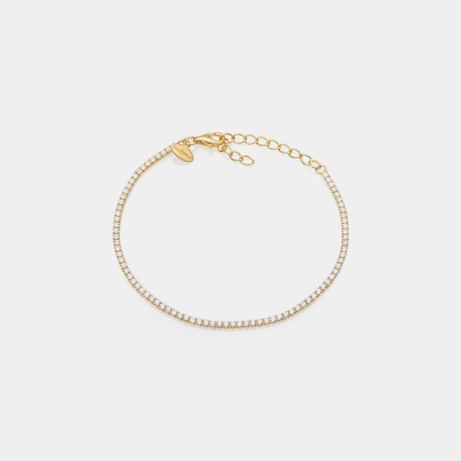 Gold-plated silver tennis bracelet with white zircons mm 1.5