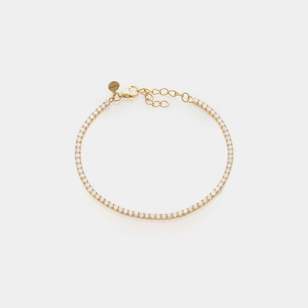 Bracciale argento dorato tennis e zirconi bianchi mm 2,0