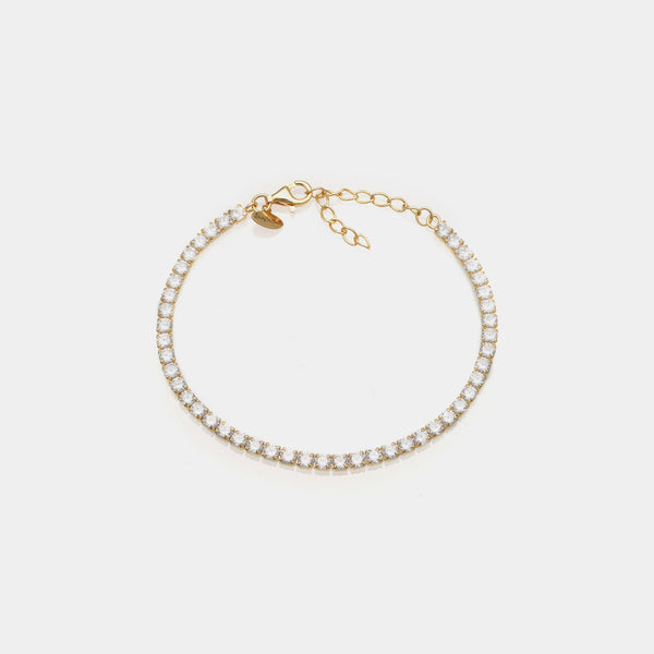 Bracciale argento dorato tennis e zirconi bianchi mm 3,0