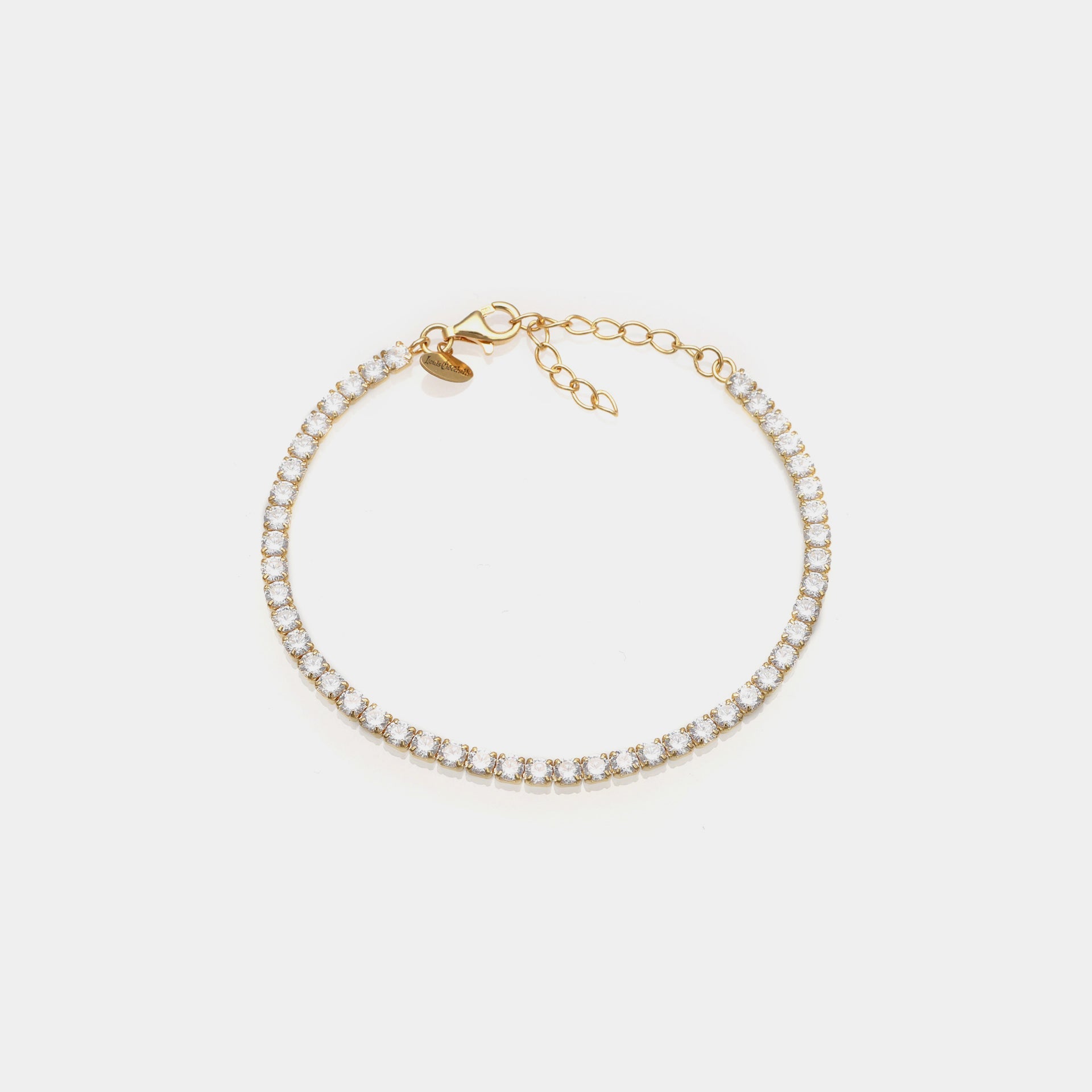 Gold-plated silver tennis bracelet with white zirconia 3.0 mm