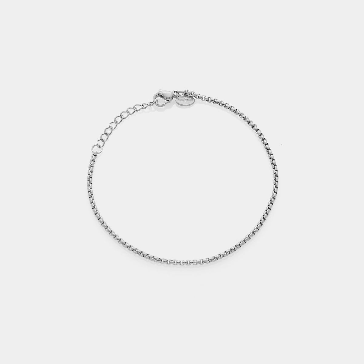 Bracelet in steel with rounded Venetian link, fine section 2 mm, length 18 cm + 3 cm extension
