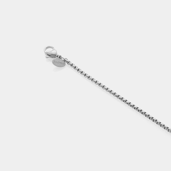 Rounded Venetian link steel bracelet, fine section 2 mm, length 18 cm + 3 extension