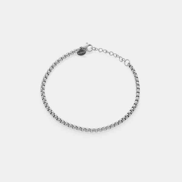 Rounded Venetian link steel bracelet medium section 3 mm length 18 cm + 3 extension