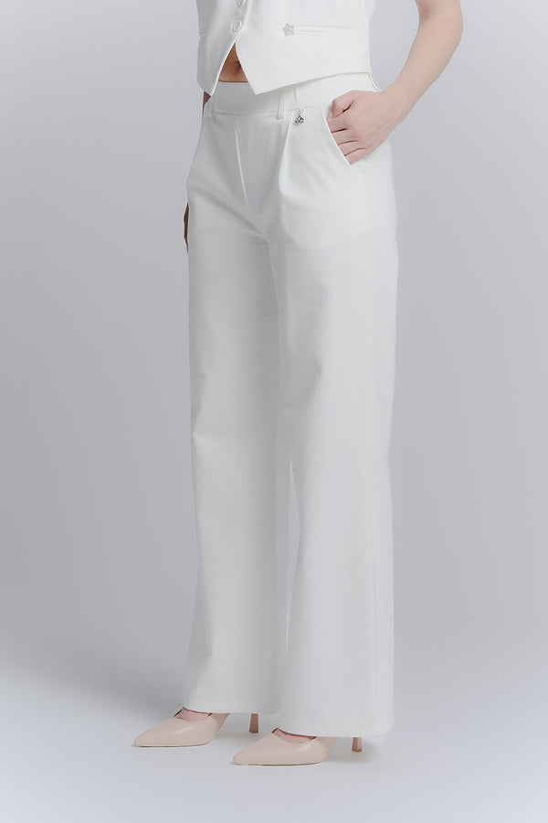 Pantalons Palazzo Brillants Blancs