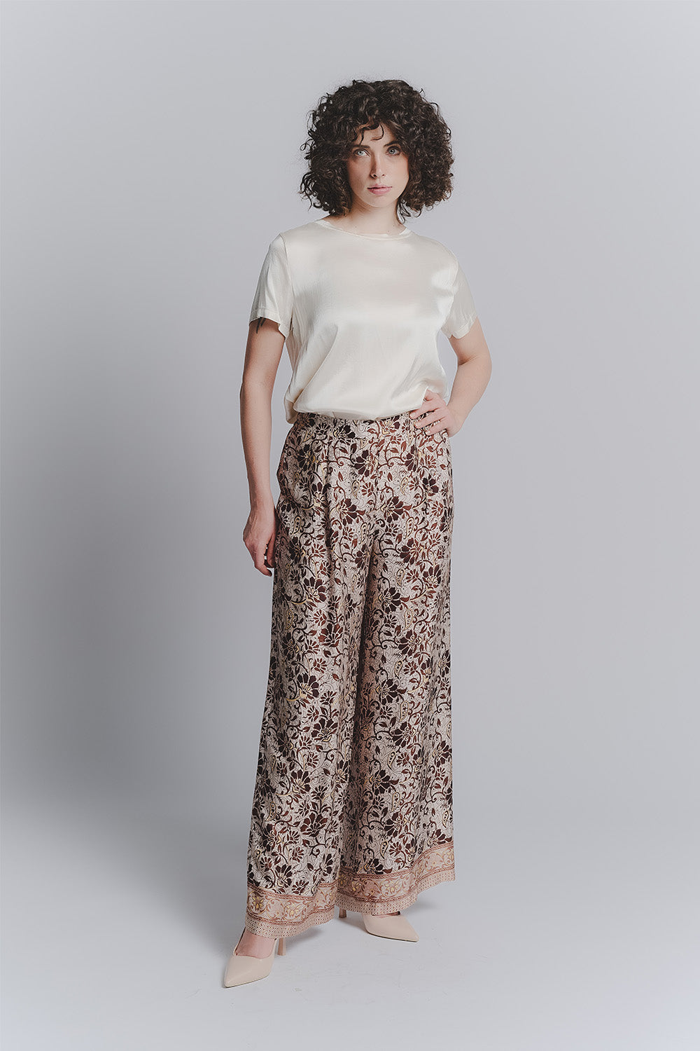 Pantalons Palazzo à Motif Moca