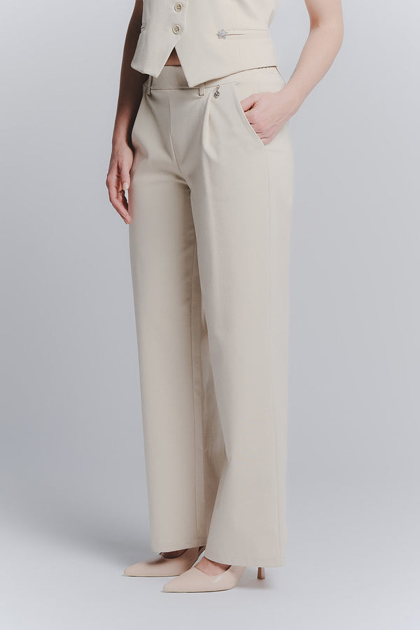 Beige Palazzo Pants Shine