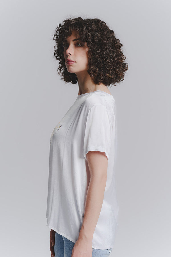 Camiseta Blanca de Leopardo para Mujeres