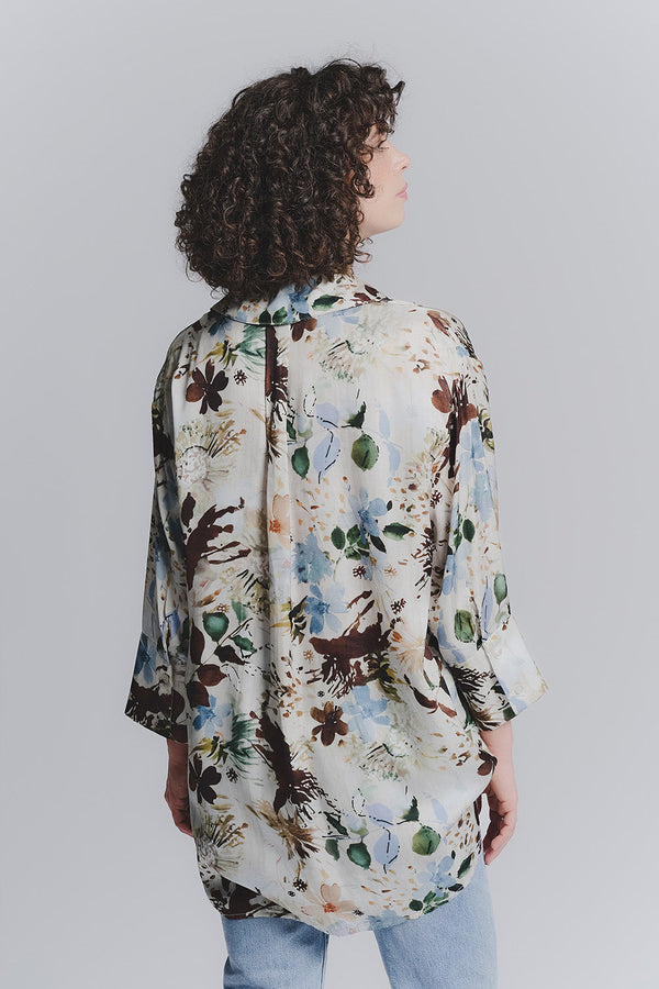Button Flowers Light Blue Blouse