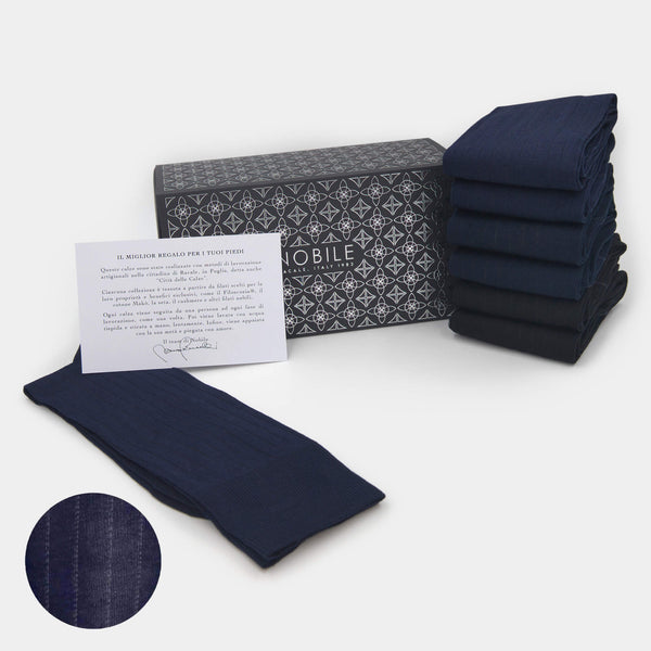 Box of 6 Short Men's Chiffon Ribbed Socks in Filoscozia® - Basic Colors