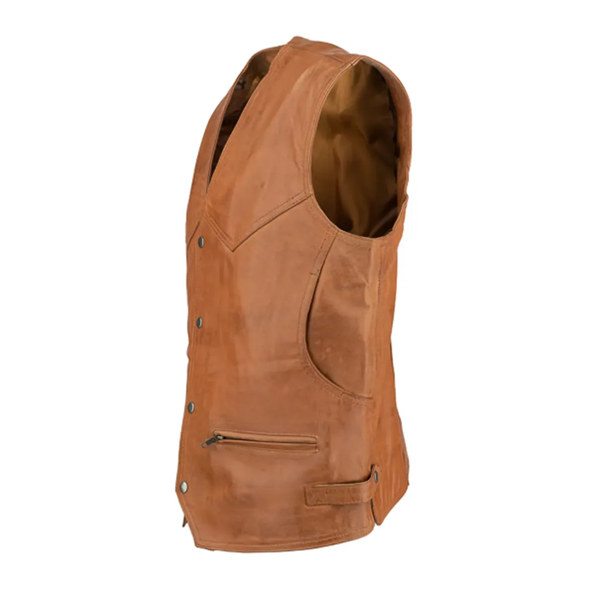 Gilet en cuir pour homme Billy Cognac