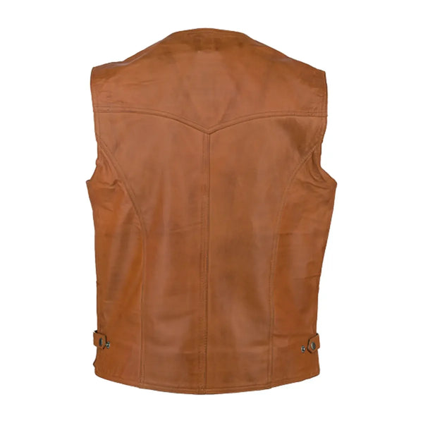 Gilet en cuir pour homme Billy Cognac